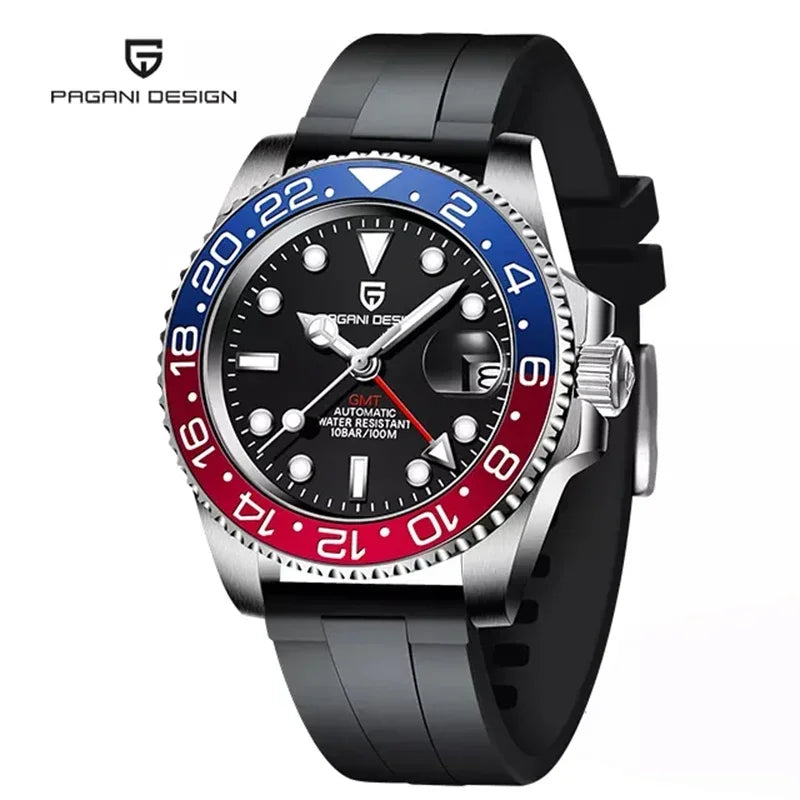 PAGANI DESIGN Original 40MM Men GMT Dive Automatic Mechanical Watches Japan NH34 Luxury Stainless Steel 100M Waterproof Watch