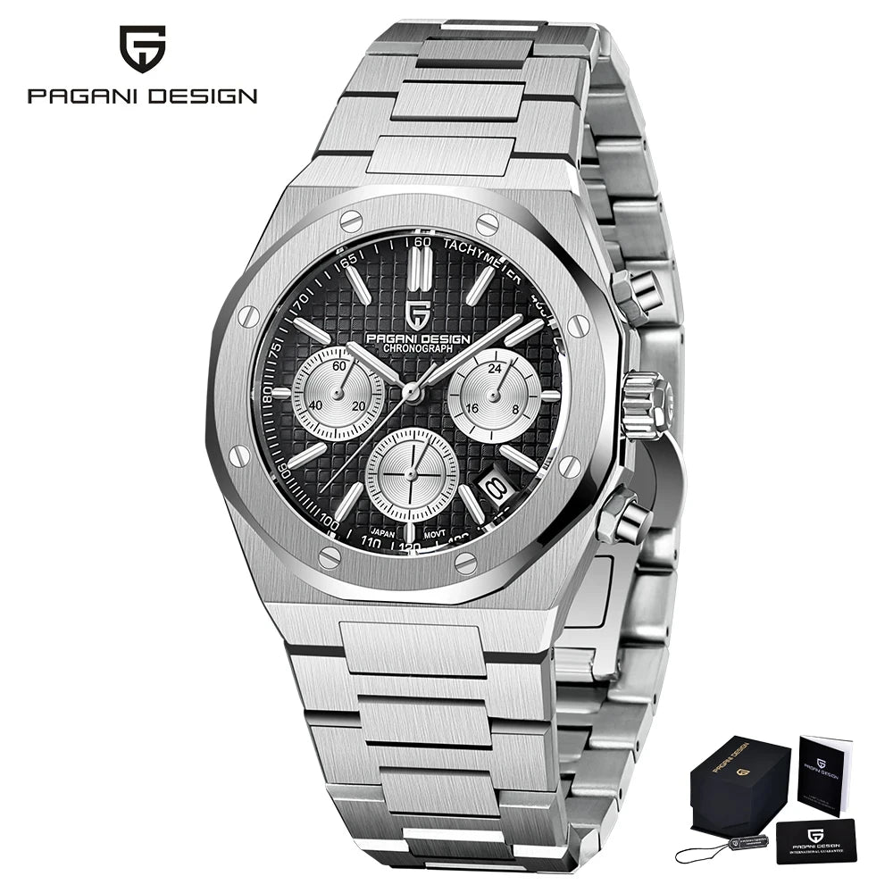 PAGANI DESIGN Luxury Sports Men's Quartz Watches PD1707 VK63 Stainless Steel Sapphire Waterproof Chronograph watches for men