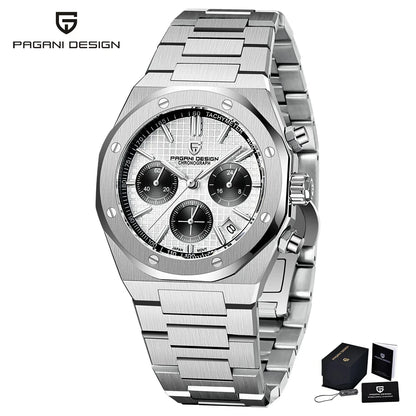 PAGANI DESIGN Luxury Sports Men's Quartz Watches PD1707 VK63 Stainless Steel Sapphire Waterproof Chronograph watches for men